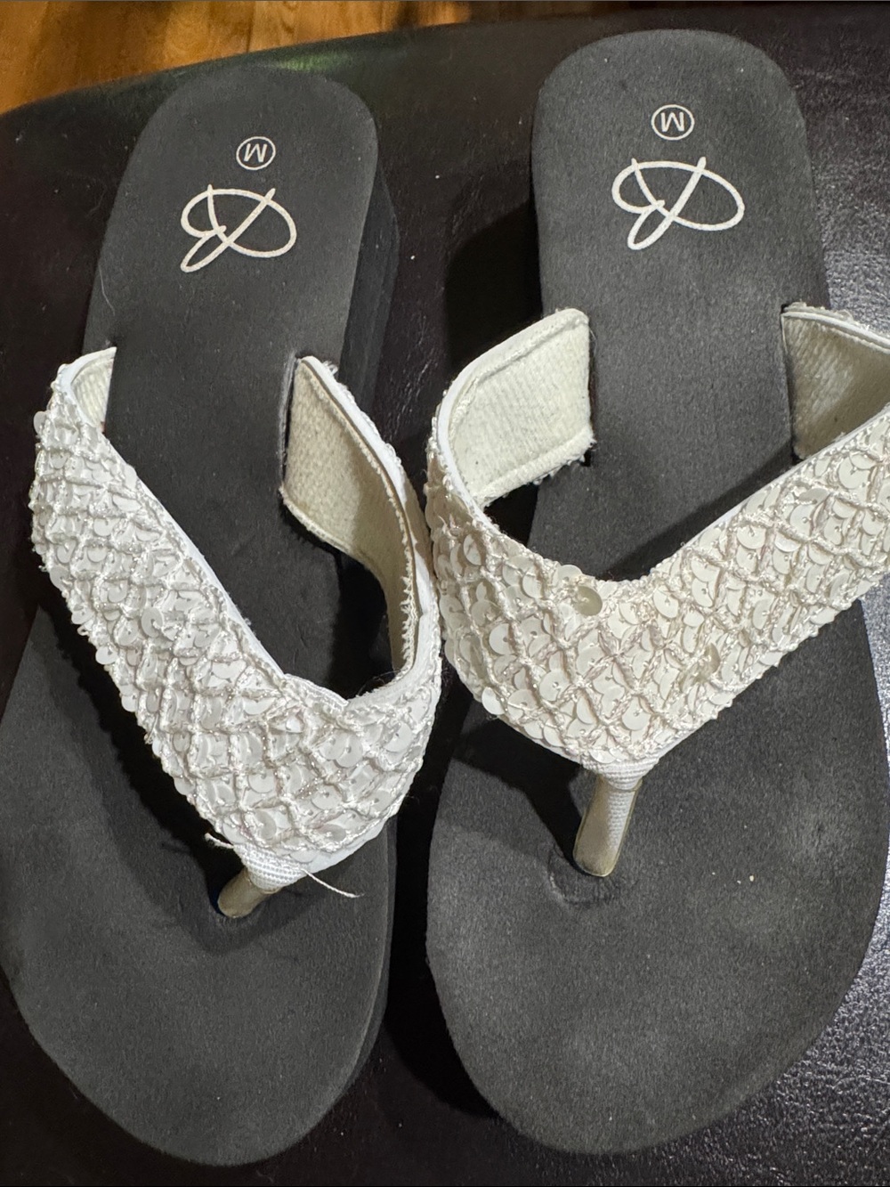 White Embellished Women’s Flip Flop Sandals